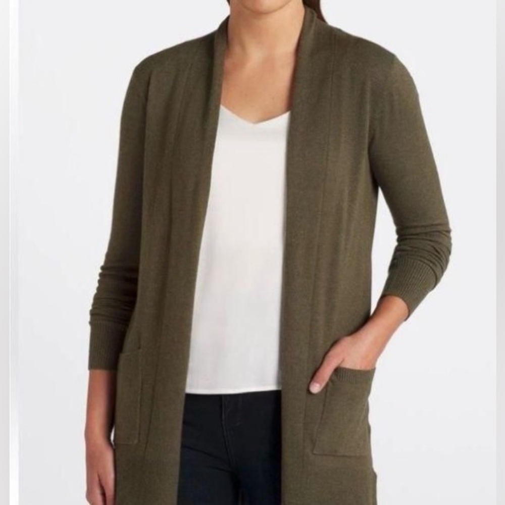 Pink Clover | Olive Green | Open Front Cardigan Sweater with pockets | NWT